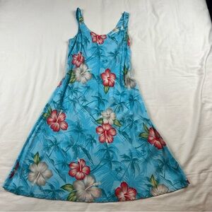 Hilo Hattie Hawaiian Dress Women’s Small Blue Hibiscus Sleeveless Aloha Islands